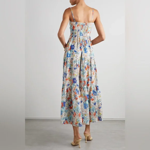 Zimmermann - Clover Tie Front Midi Dress Topaz Peony Floral US 8 / AU 2 / Medium - Picture 4 of 16